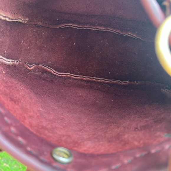 Rustic Boho Italian Leather Bag Burgundy Red Vintage Country Western Style Purse - Picture 13 of 16